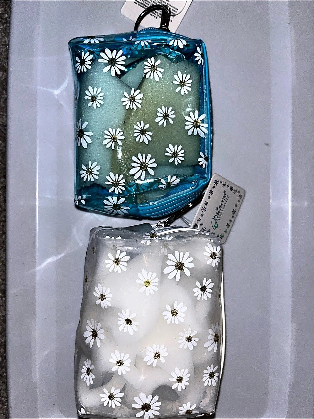 Floral Cosmetic Bags in Blue & White NWT
